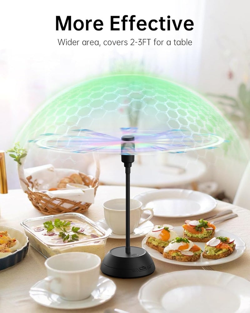 Edvision 4PCS Food Fan for Table, 2000mAh Rechargeable Portable Tabletop Fans with Holographic Blades and 360° Goose-Neck, Table Food Spinner Quiet for Picnic, Home, Party, BBQ(Black) - Image 5